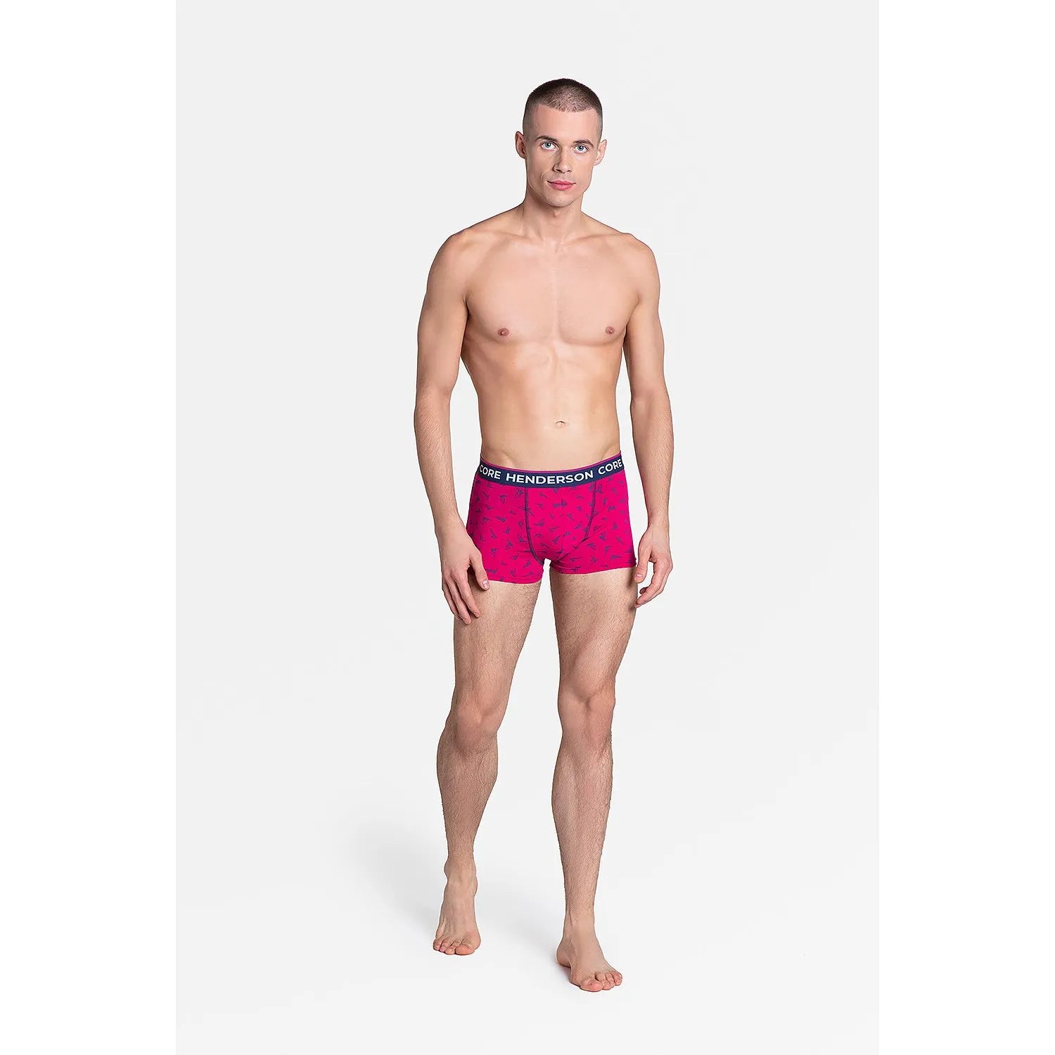 boxer masculin sexy rose vif motifs noirs coton élasthanne maintien confort ceinture élastique coupe ajustée profilée