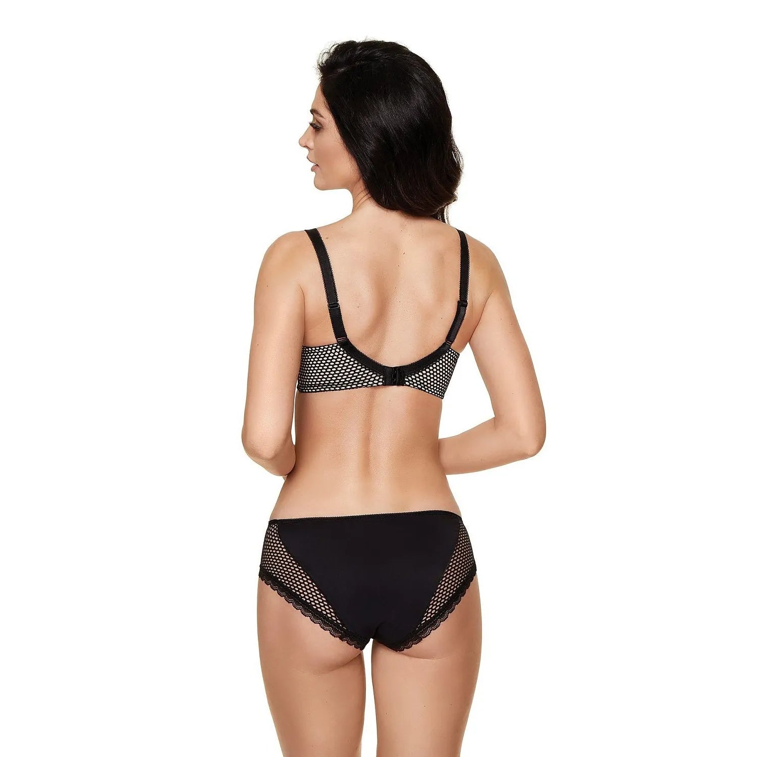 Culottes noires tricotées cabaret confort coton Gorteks, motifs élégants, femme de dos, tailles 36-48.