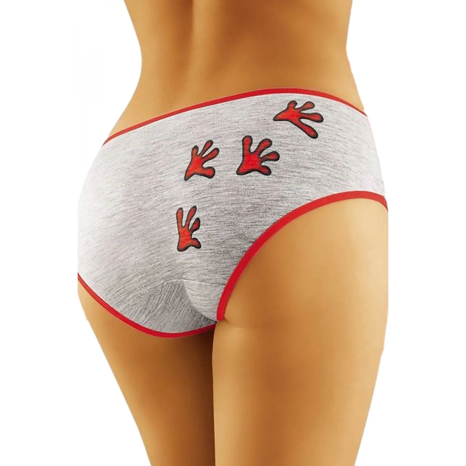 Culotte grise Wolbar Funny Line avec motif coccinelle rouge, bordures rouges, confort et style pour femmes, taille S à XL.