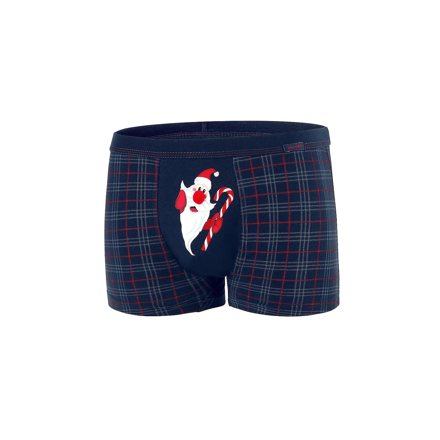 Boxer homme festif motif Père Noël coton élasthanne qualité haute taille ajustée confort sécurité discrétion