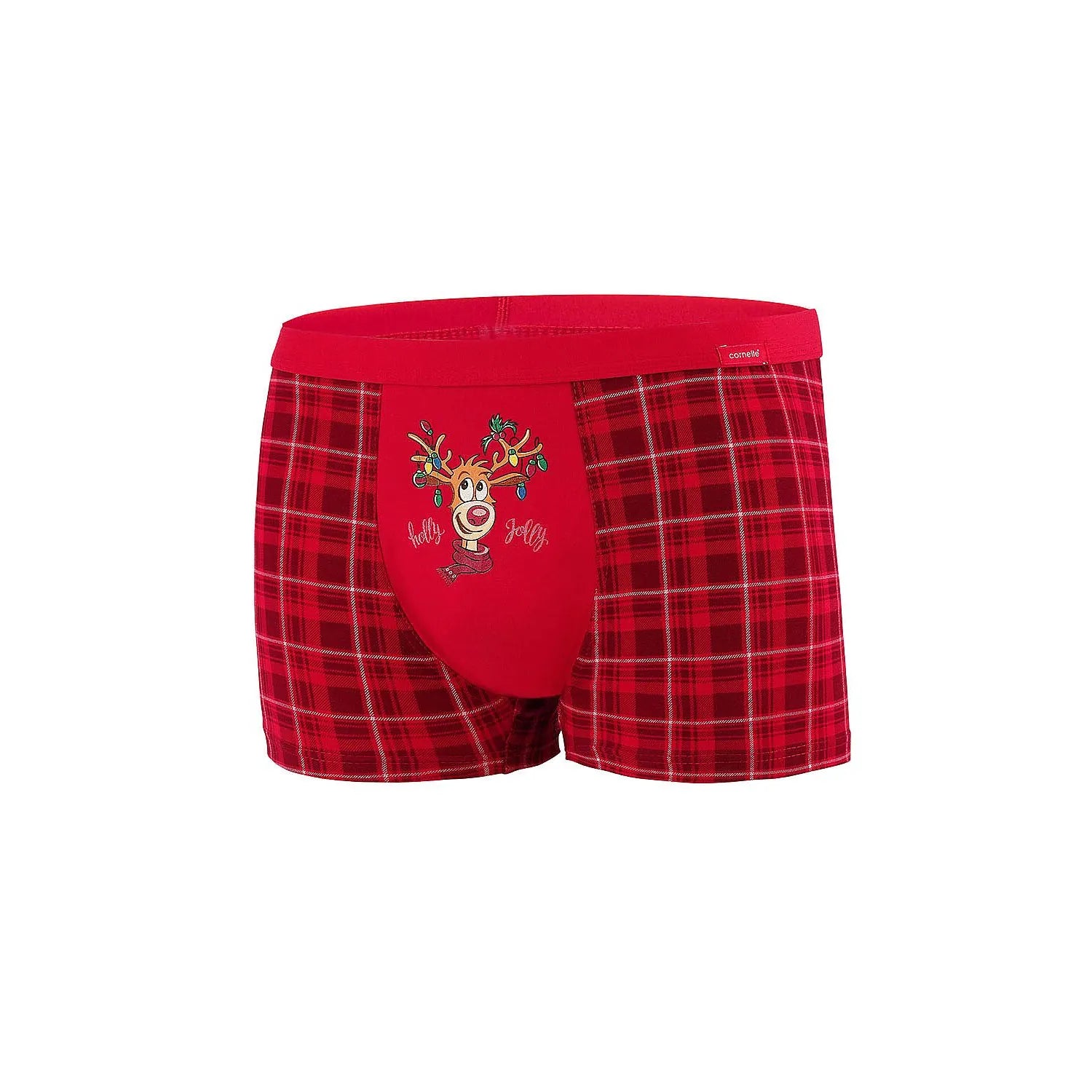 Boxer pour homme thème festif Holly Jolly renne coton élastique confortable ajusté Noël cadeau intime