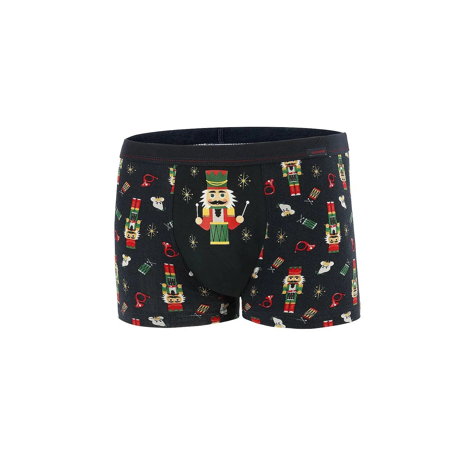 Boxer pour homme feste confortable soutien renforcé matériaux doux coton élasthanne design festif casse-noisettes étoiles taille élastiquée