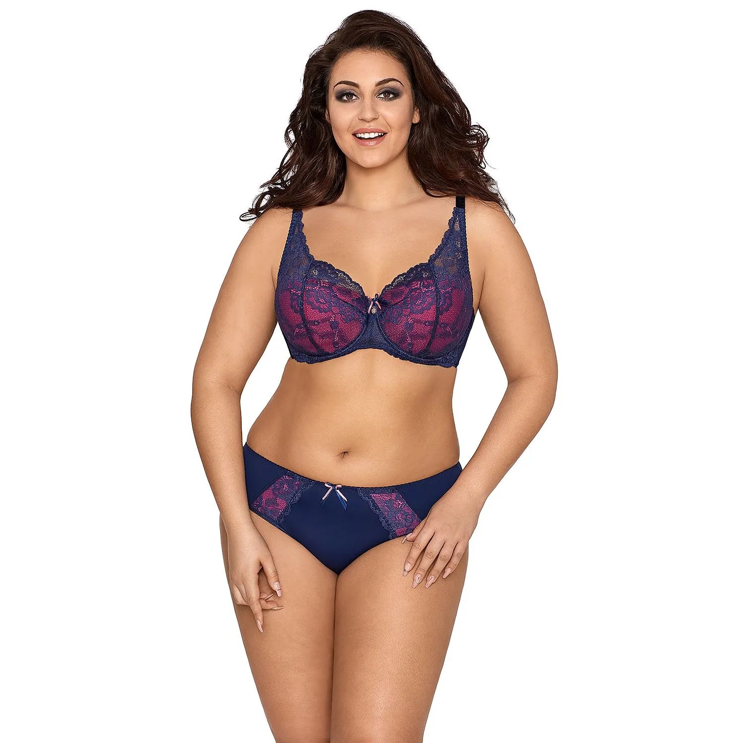 Culottes model 162486 Axami lingerie féminine dentelle microfibre satinée soutien-gorge balconnet bretelles ajustables armatures maintien