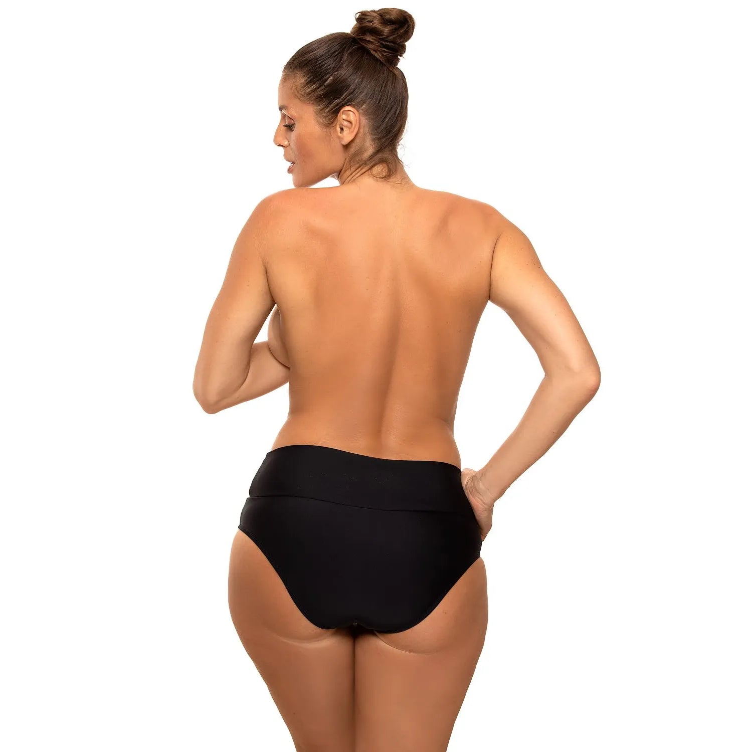Culotte nageur haute couture Marko 164122 noire, taille haute, large waistband avec nœud, design élégant et sensuel.