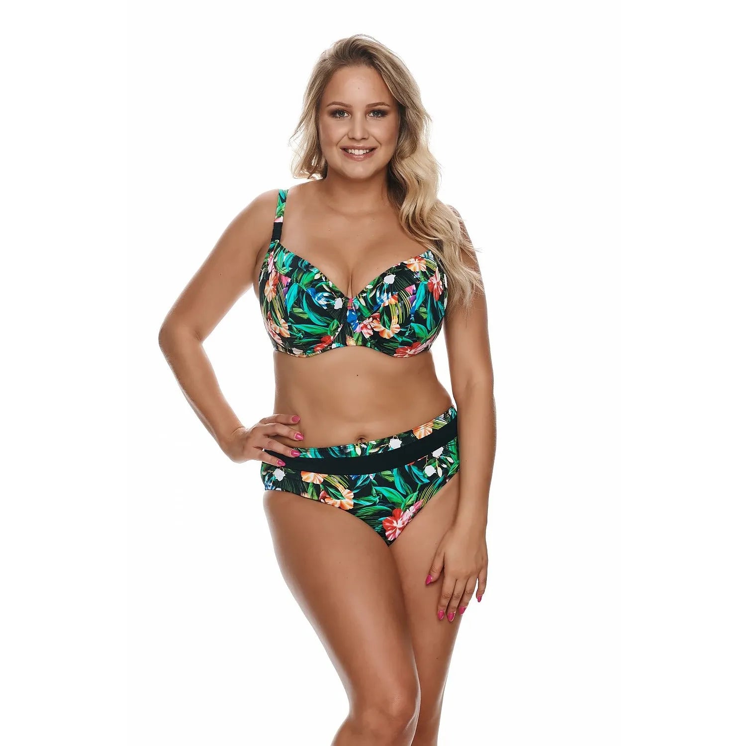 Culotte de bain高 taille haute imprimé floral tropical elasthanne polyamide femmes plage piscine lingerie exotique