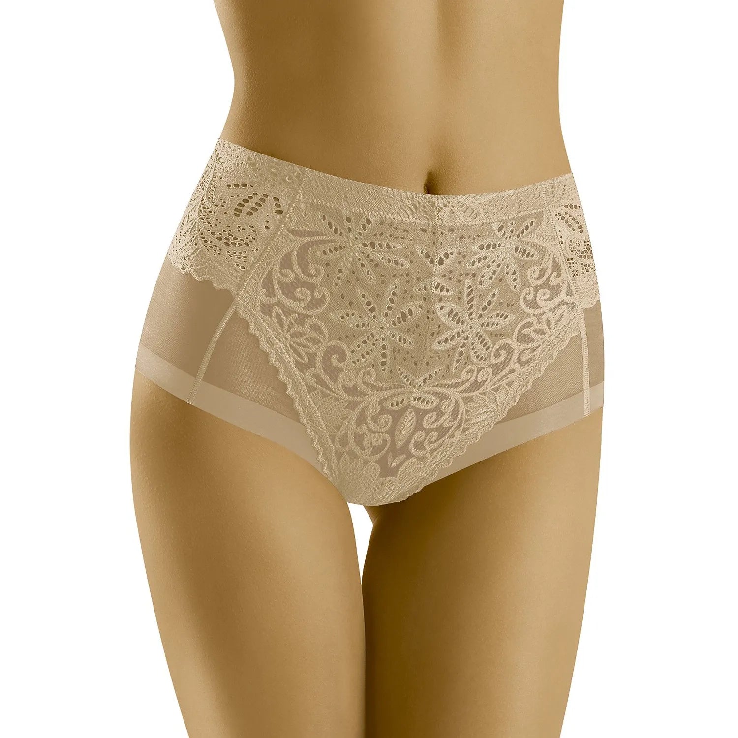 Culotte taille haute dentelle floral Wolbar modèle 168418 lingerie fine confort silencieux occasion spéciale maintien parfait discrétion élégance