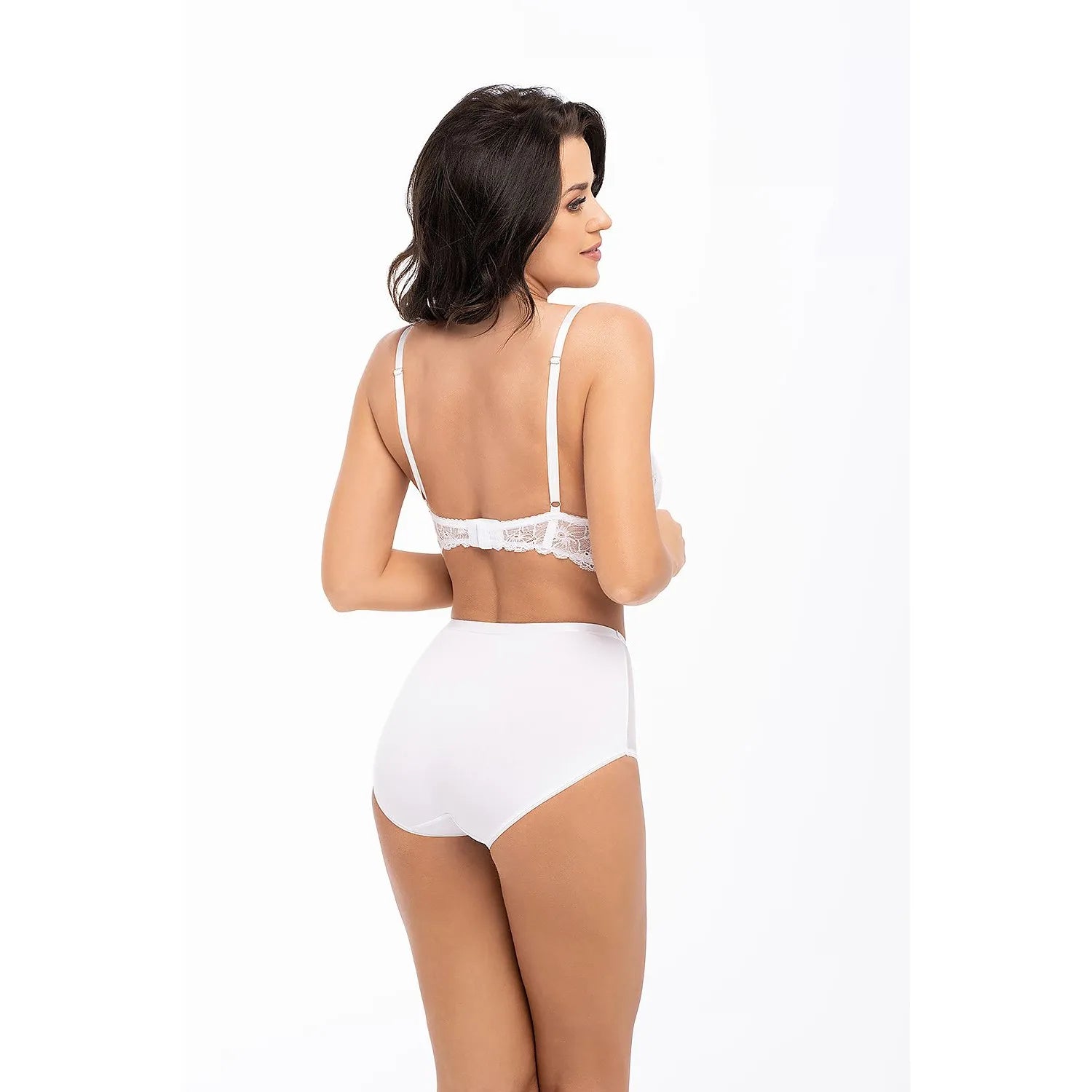 Culottes dentelle blanche Babell, taille haute, florale, confort coton élasthanne, élégance sans armatures.