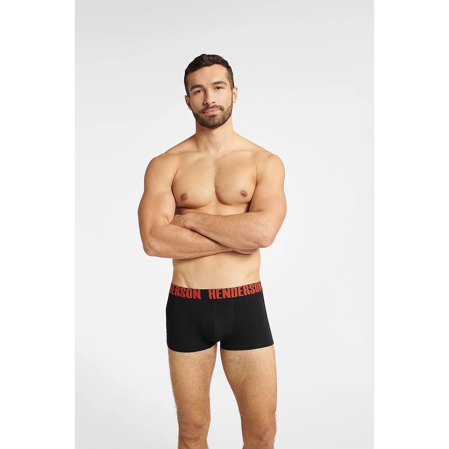 Boxer homme Henderson coton élastique ajusté design classique confort tailles multiples noir logo rouge