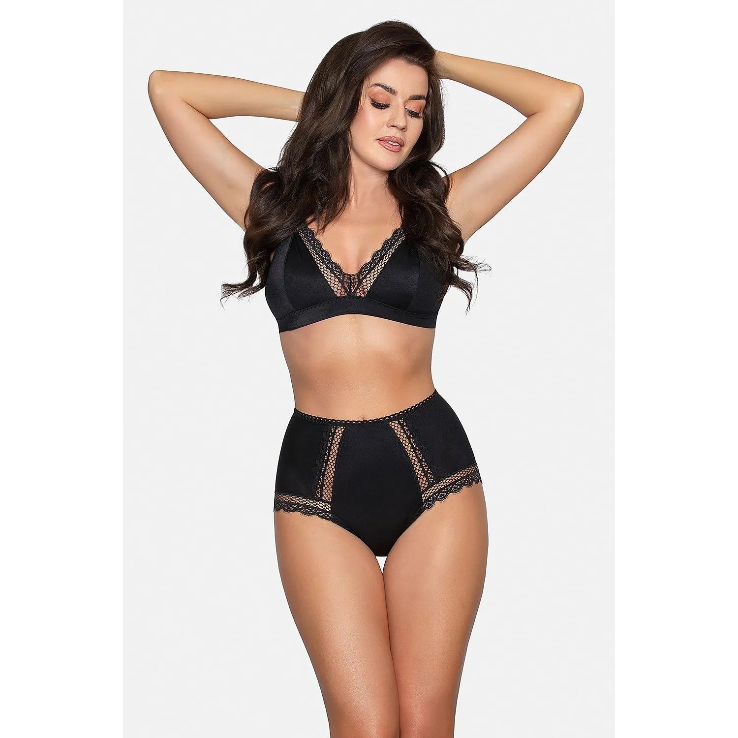 Culotte dentelle noire Babell model 176545 haute taille séduisante confortable lingerie féminine intime sexy occasion spéciale