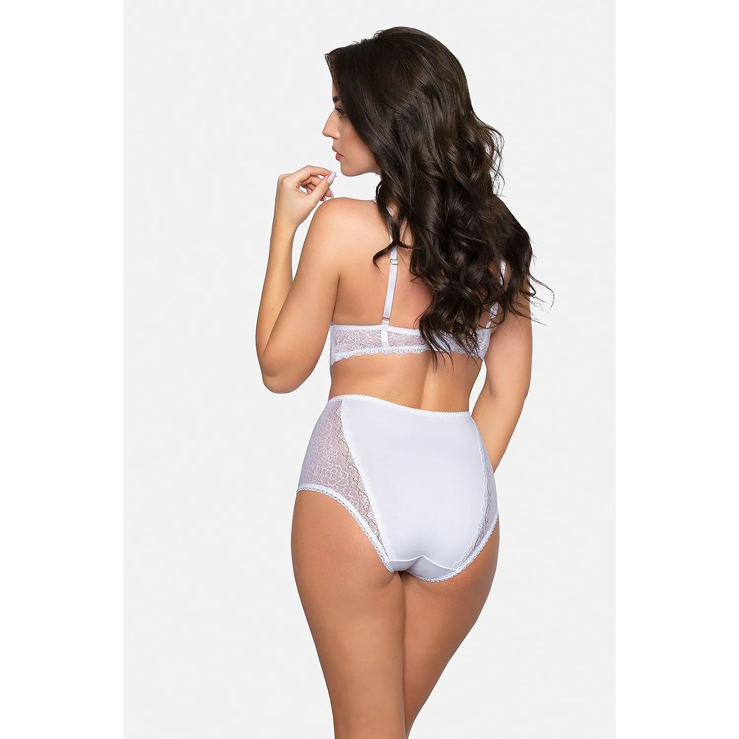Culottes Babell blanches, dentelle florale, taille haute, confortables, élégantes, lingerie sexy en coton élasthanne.