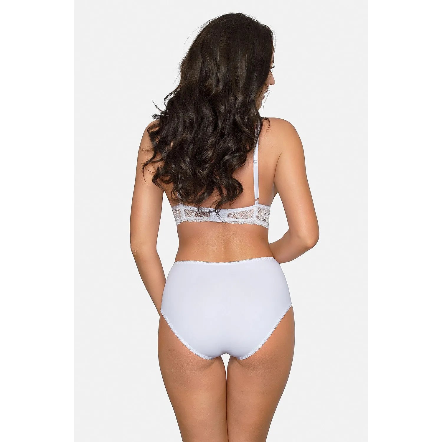 Culotte Babell 178040 blanche, taille haute, dentelle florale élégante, coton doux, style rétro, confort quotidien.