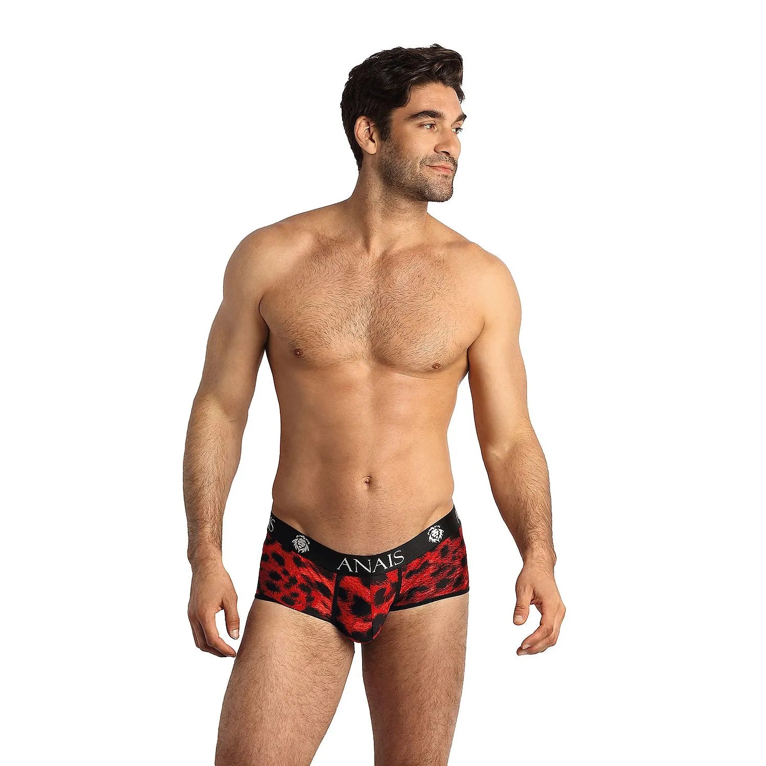 Boxeur sexy pour homme imprimé léopard rouge elasthanne 20% polyamide 80% taille ajustable discrétion garantie