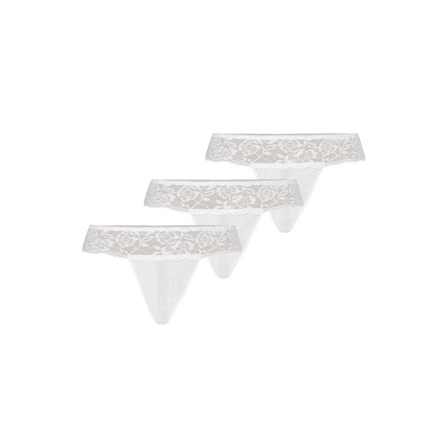 Ensemble de strings dentelle blanche motif floral rose élasthanne polyester femmes lingerie sexy intime féminine