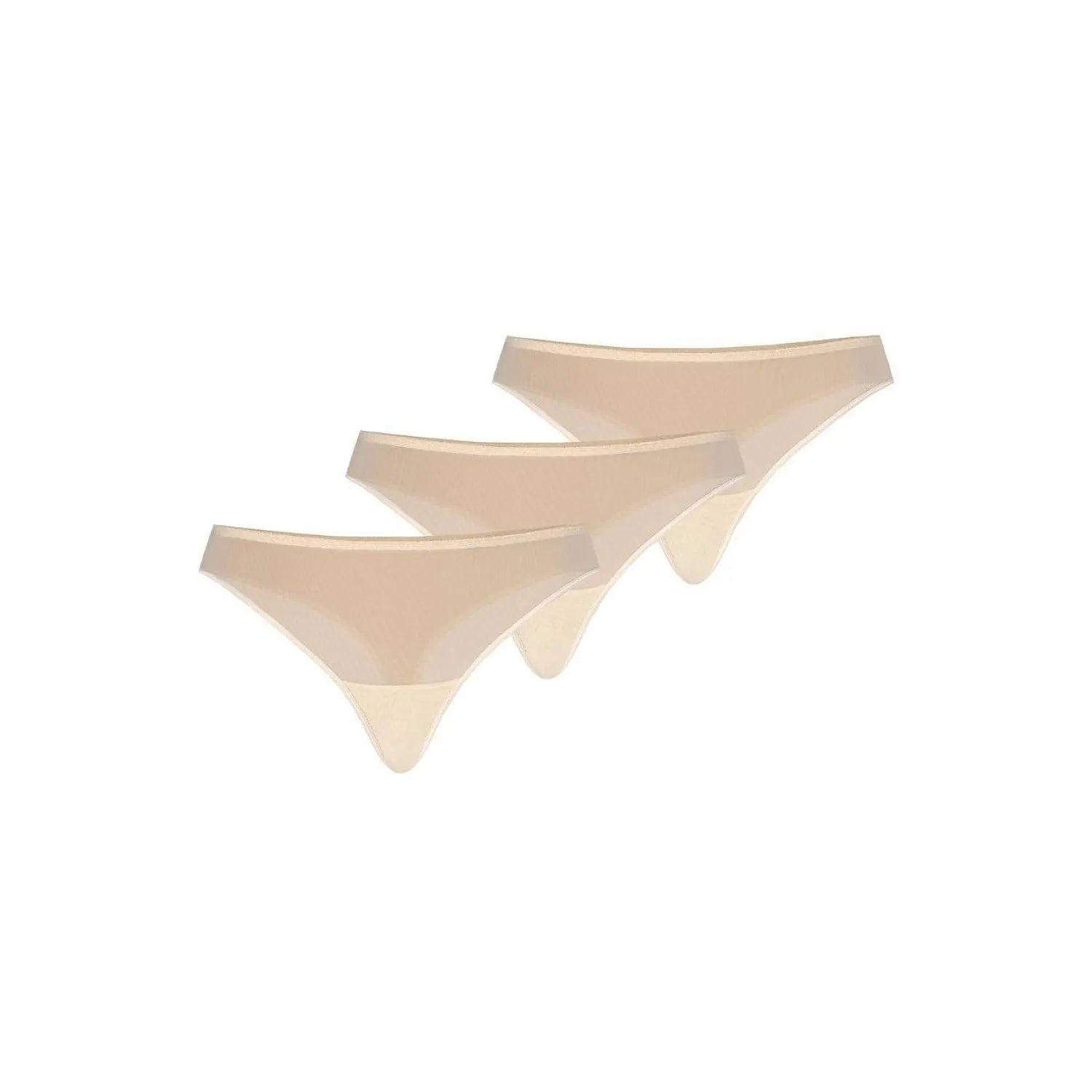 Ensemble de sous-vêtements féminins discrétionnels en beige 3 strings Teyli taille L M 102 cm elasthanne polyester lingerie élégante