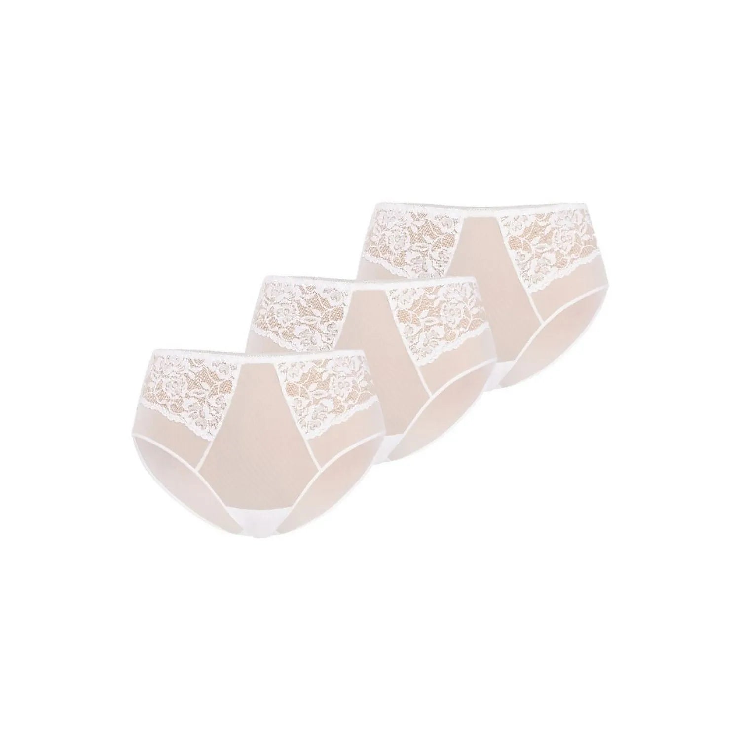 ensemble culottes taille haute féminine dentelle florale beige clair coton doux extensible bordures élastiques couvrance modérée lot triple