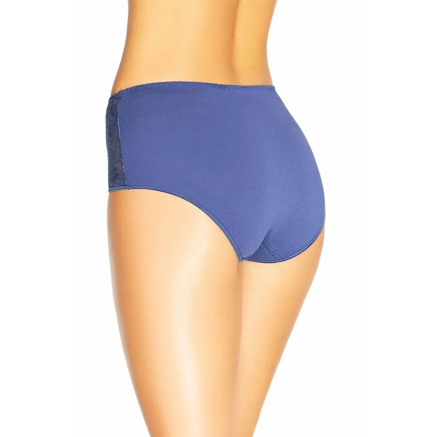 Culotte bleue Teyli 182866 en coton élasthanne, dentelle florale sur les côtés, élégance et confort pour femmes.