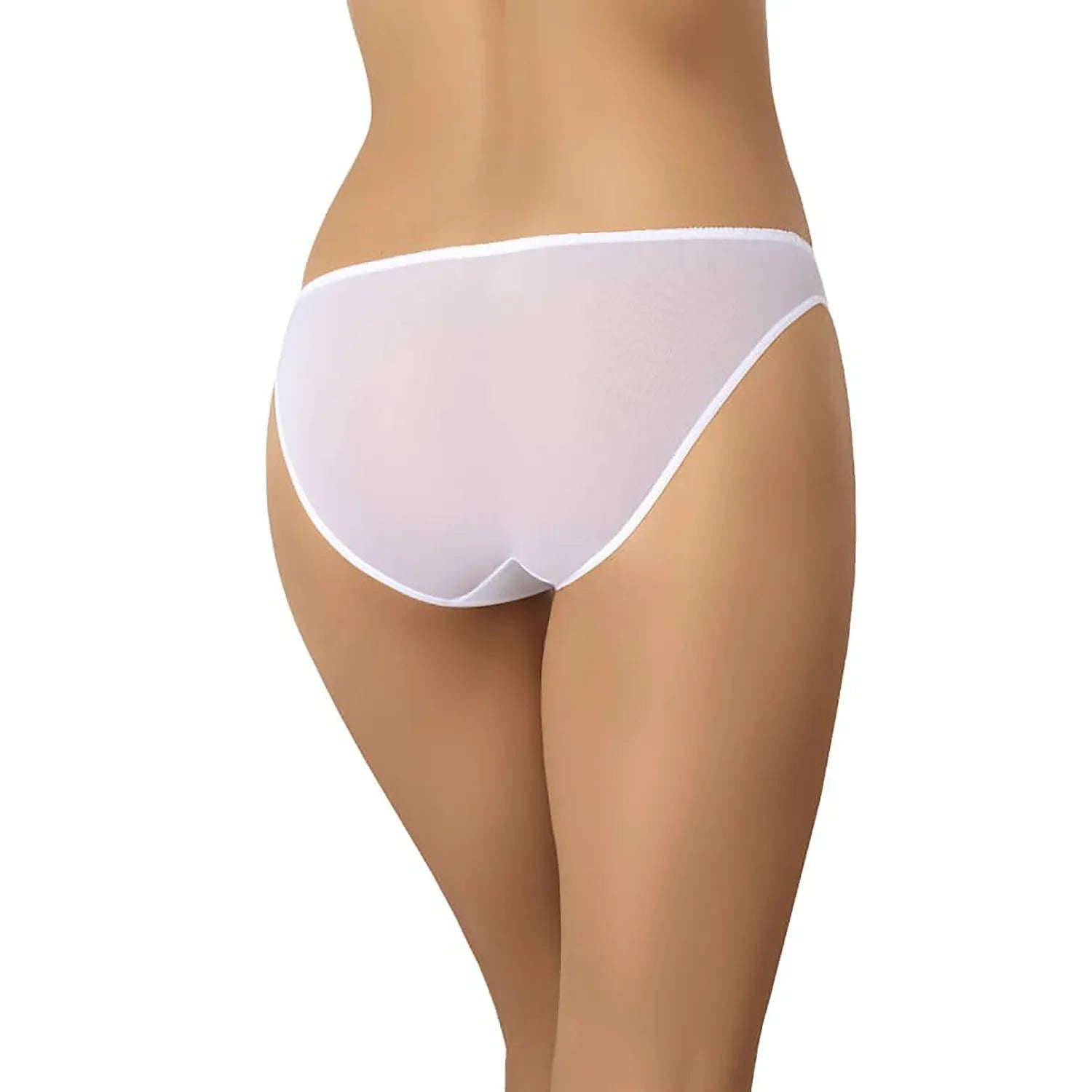Ensemble lingerie Teyli model 182893, slips transparents blancs en maille délicate, élégance classique et confort.