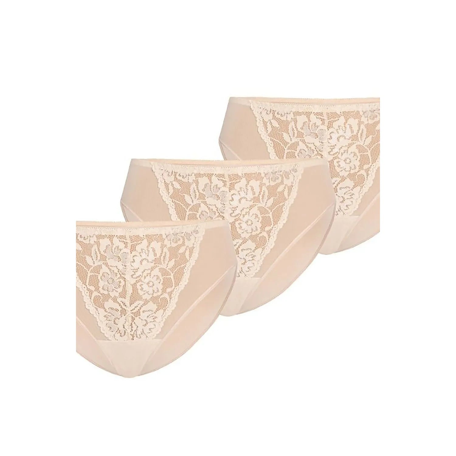 Ensemble culottes féminines dentelle beige clair Teyli 182900 trio douceur microfibre extensible élastique taille invisible confortable sophistiquée séduction