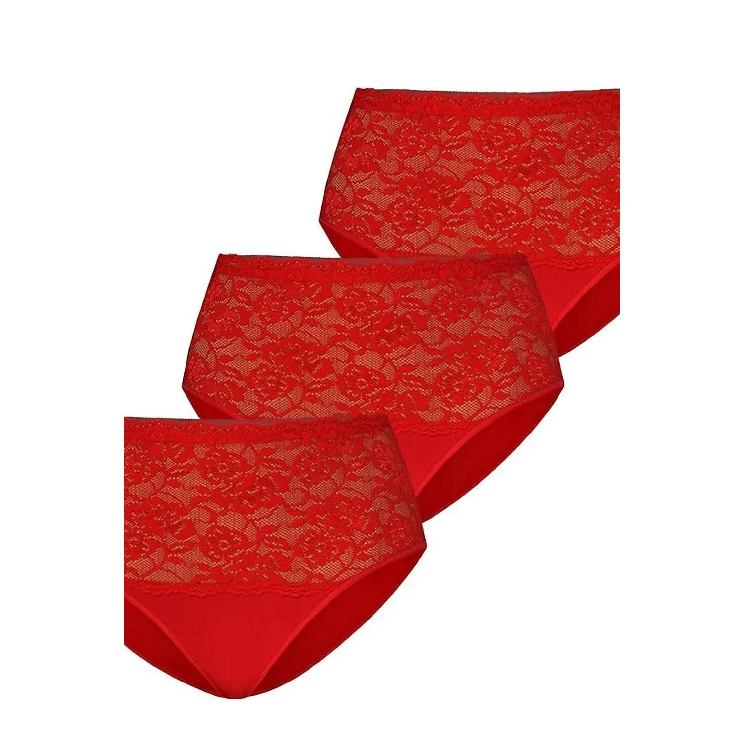 Culottes dentelle rouge floral lingerie élégante femme confortable coton élasthanne taille haute maintien doublure intime sexy