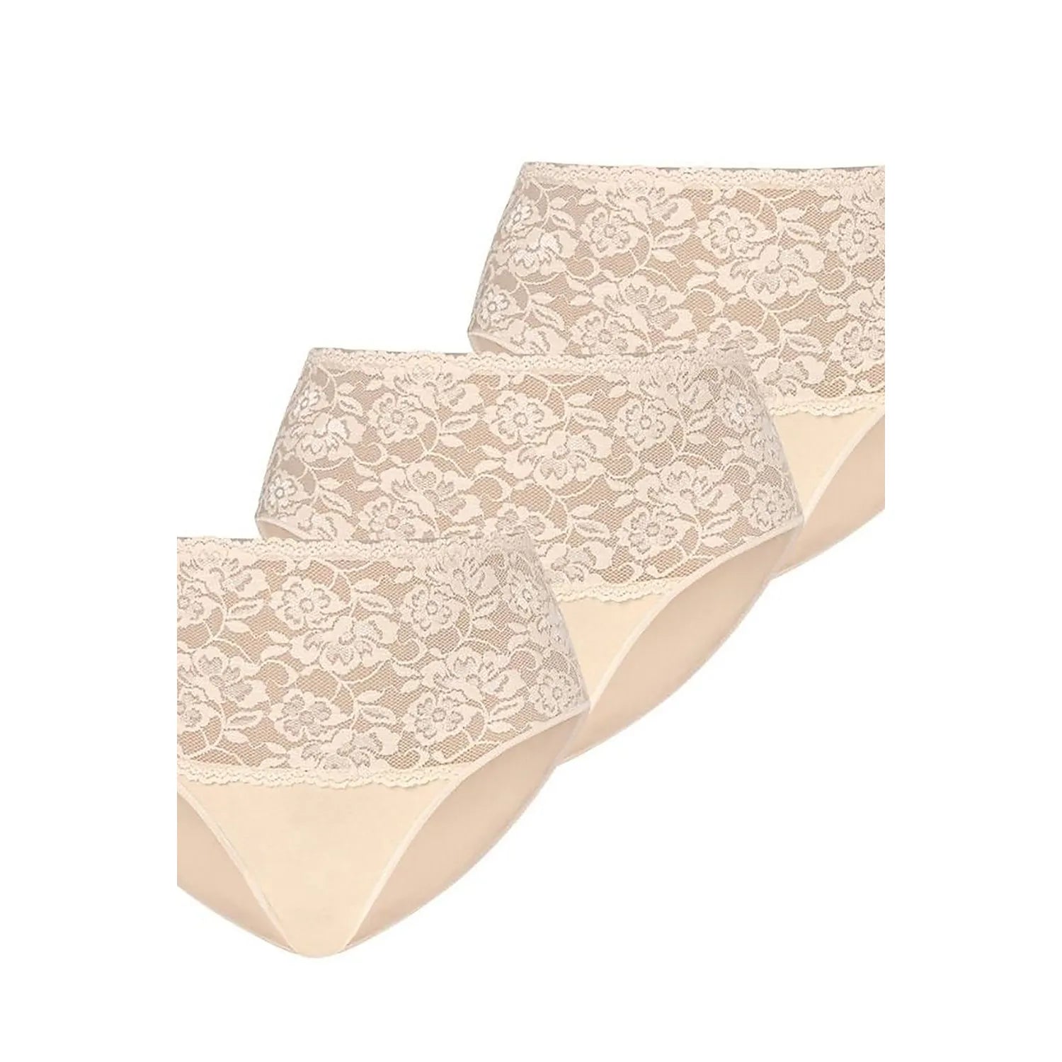 ensemble culottes féminines taille haute beige dentelle florale transparente coton élasthanne respirantes douces extensibles maintien confortables silhouette flatteuses discrètes hypoallergéniques