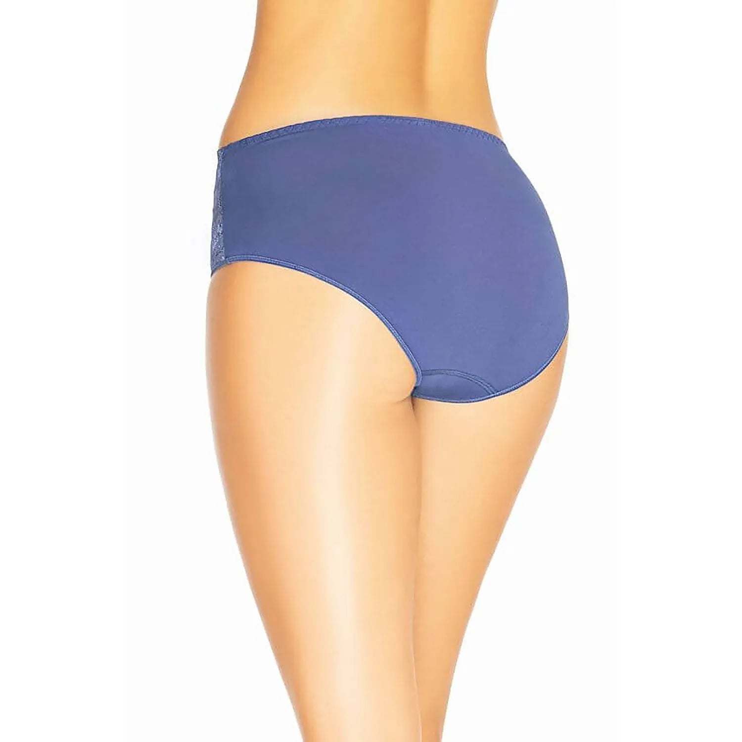 Culotte taille haute bleu marine Teyli 182921, dentelle roses, confort quotidien, élégance classique, lingerie femme.