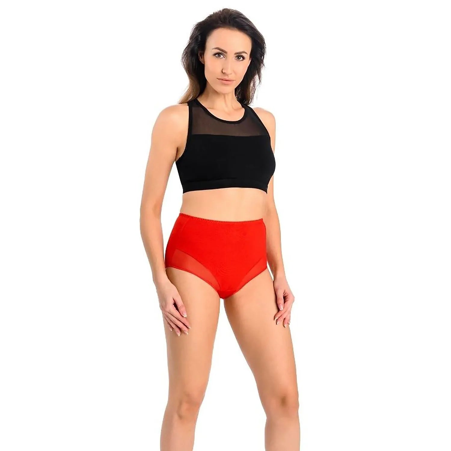 Ensemble de lingerie sexy high-waisted culotte transparente débardeur court coupe ajustée confortable en coton élastique femme
