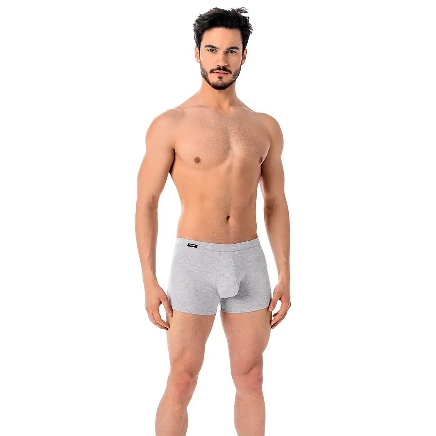 Boxers homme gris en coton élastan, coupe classique, taille élastique, confort optimal, lot de 3 pièces.