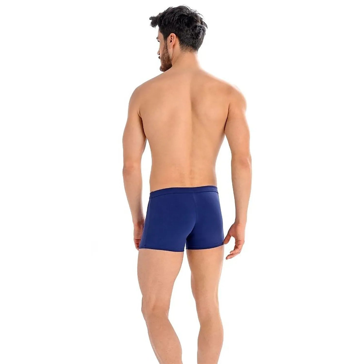 Boxer homme Teyli 182975 bleu denim, coupe slim fit, coton stretch spandex, confort longue durée, vue arrière.