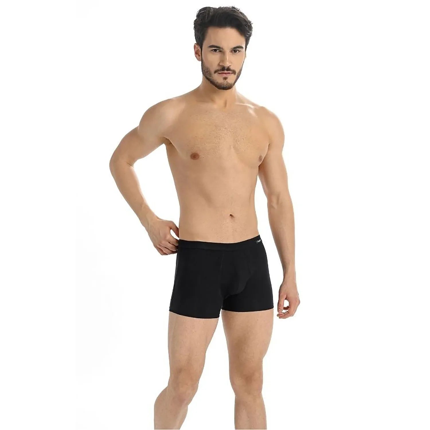 boxer sexy coton lycra extensible doux respirant moulant ajusté maintien bande large noir profond élégant discret confortable quotidien qualité supérieure