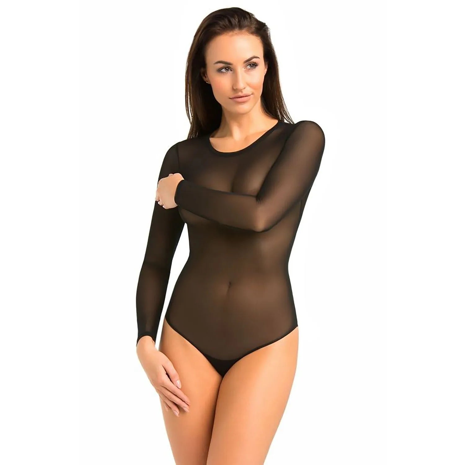 Body lingerie transparent maille douce manches longues sexy elegance coton doublure intime femmes occasions speciales