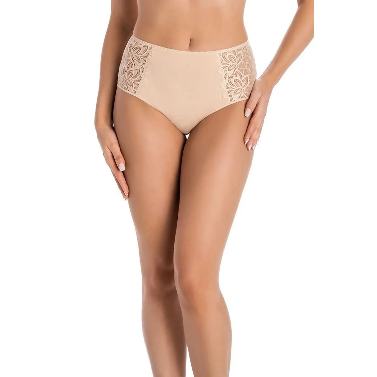 culotte taille haute coton écologique beige dentelle florale couvrante respirante extensible confortable sculptante invisible quotidienne élégante
