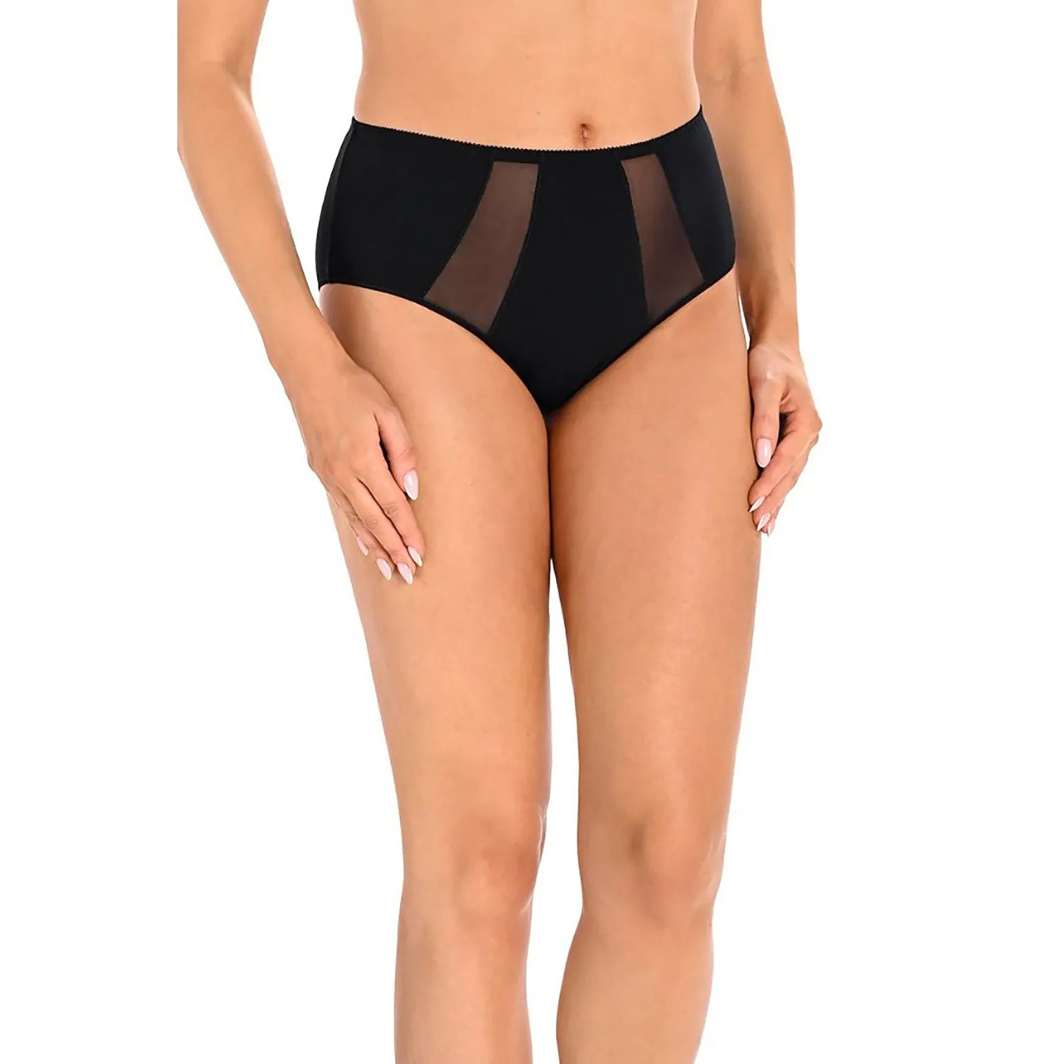 Culottes taille haute Teyli noires et grises, design géométrique, confort quotidien, lingerie féminine élégante.