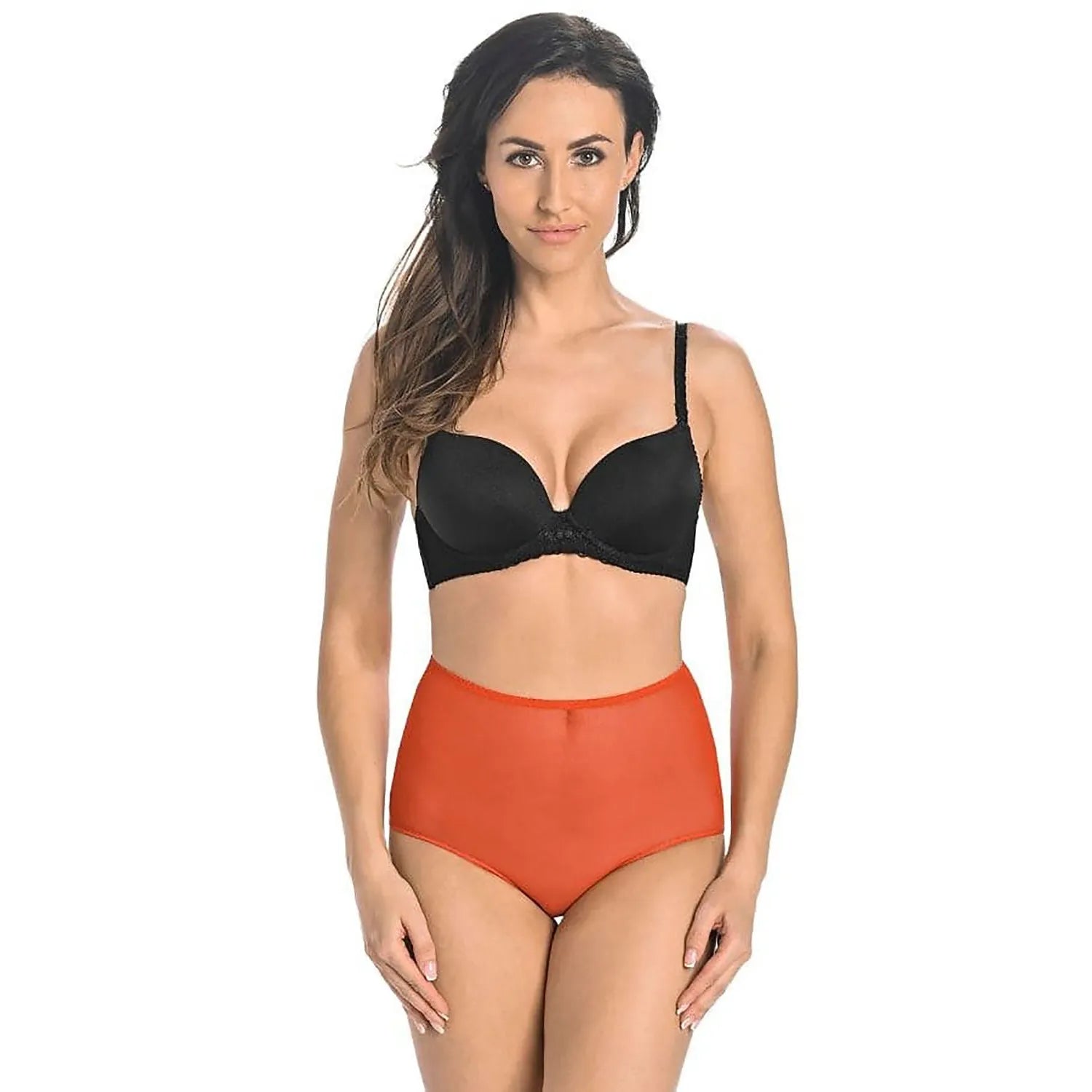 Culotte model 183348 Teyli high retro femme couleur rouge maille douce ajustement parfait taille haute lingerie élégante intemporelle confortable