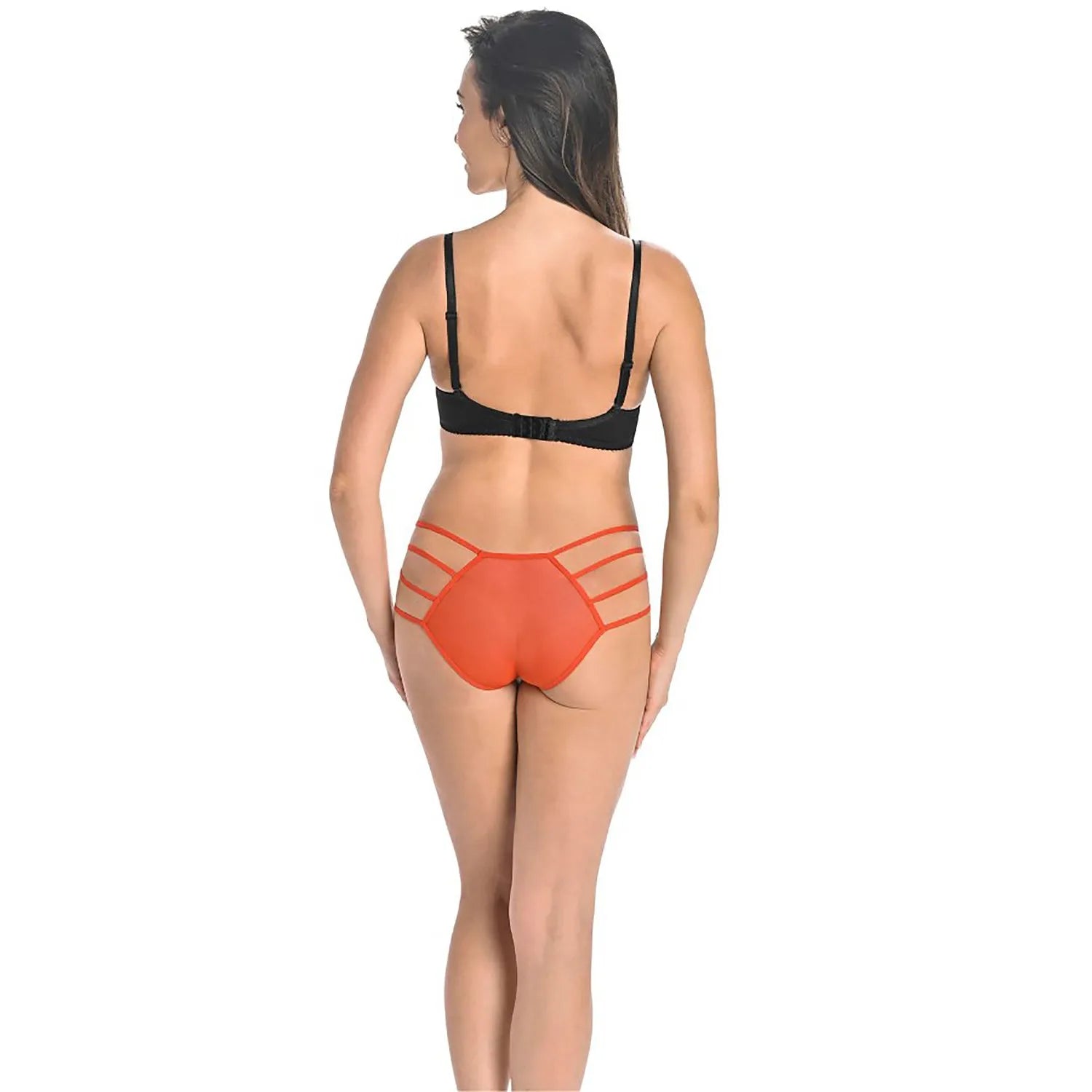 Culotte Teyli rouge avec motif géométrique, bretelles élastiques croisées sur les côtés, style féminin et confortable.