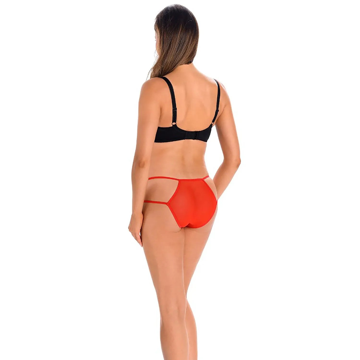 Culottes rouges Teyli en maille transparente, design sexy avec triangles élastiques, confort et élégance féminine.