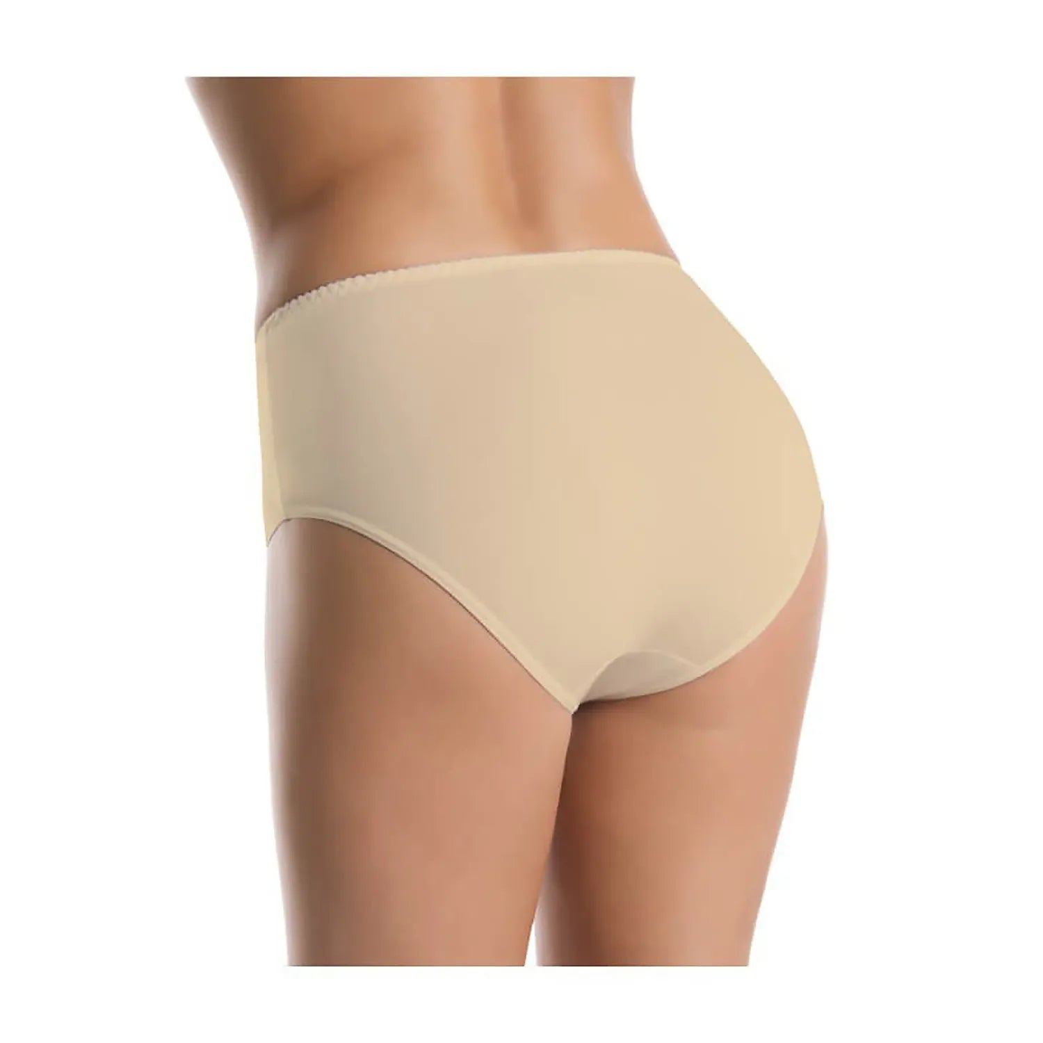 Culotte taille haute beige en bambou, confortable et antibactérienne, avec entrejambe renforcée, design élégant et respirant.