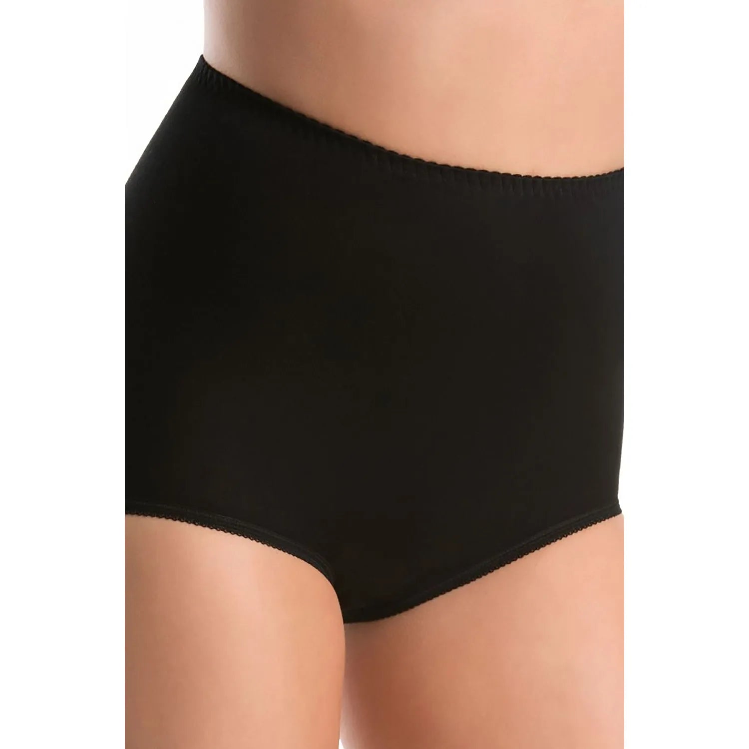 Culotte taille haute noire en bambou, coutures invisibles, élastique fine, confort et douceur hypoallergénique.