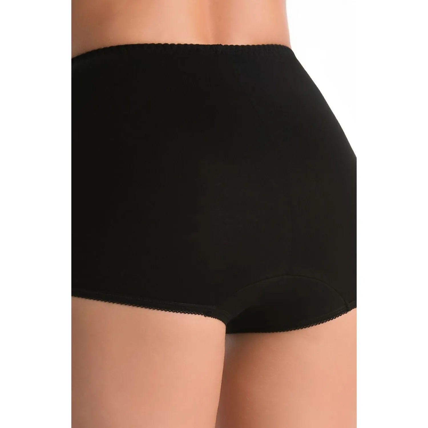 Culotte haute noire en bambou pour femmes, design élégant, maintien optimal, doublure arrière, lingerie confortable.