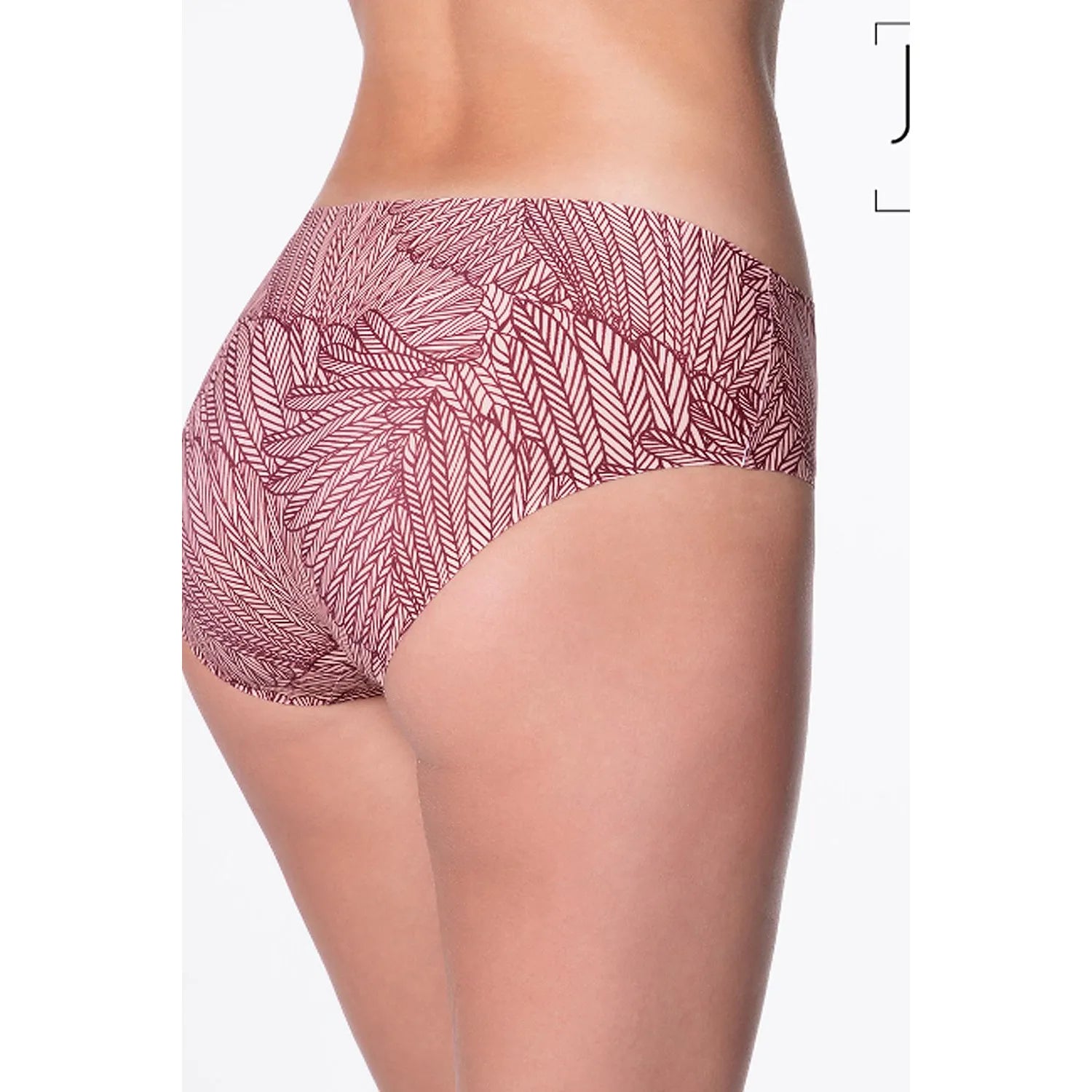 Culottes Julimex 186436, motif géométrique rouge, sans couture, confort optimal, silhouette féminine, maille douce.