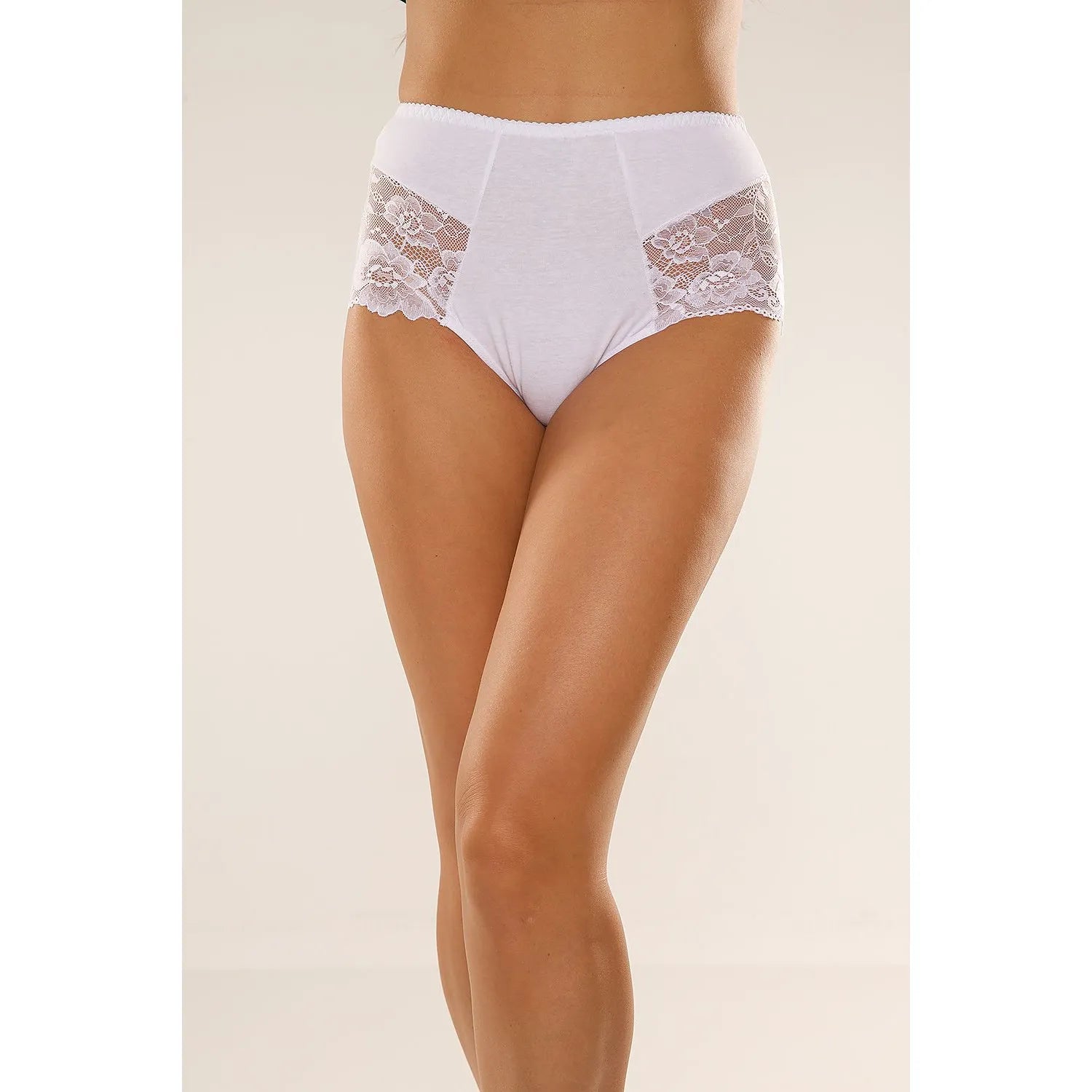 Culotte model 186853 De Lafense femme coton elastane dentelle floral haute taille confort elegance lingerie