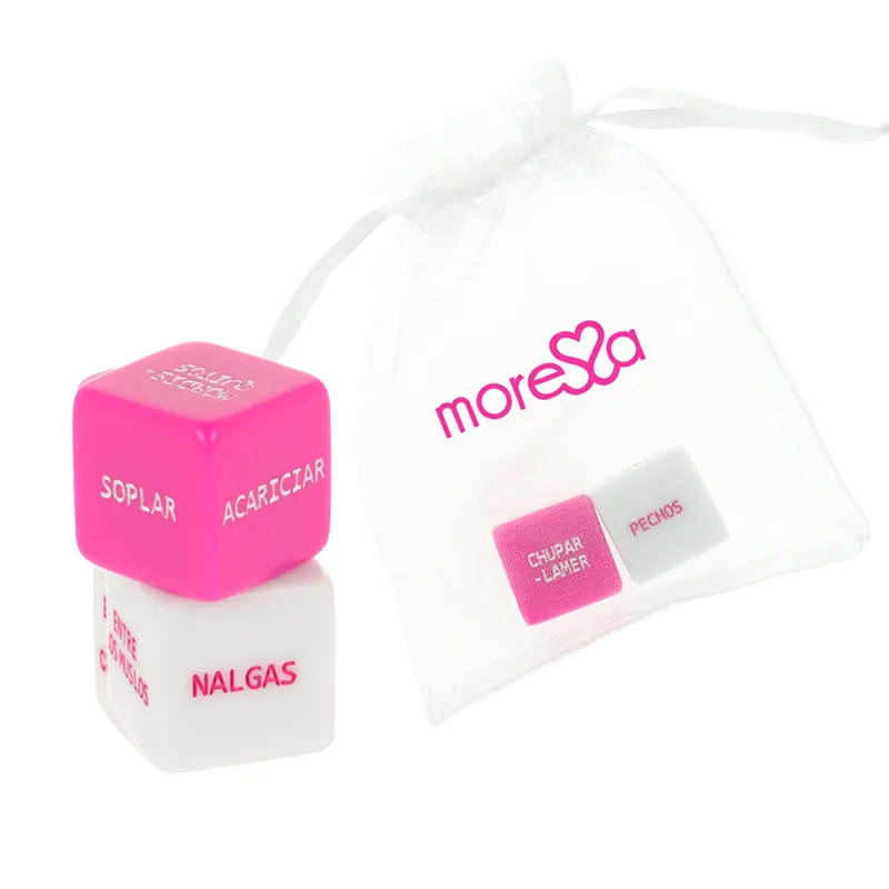 Dés Érotiques Moressa Résine Sans Phthalates Sécurisés Ergonomiques Compacts Discrets Satin Pochette Fabrication Européenne Qualité Durable Polyvalents Ludiques Sensuels Intimes