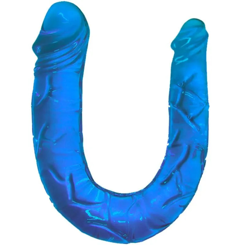 double gode translucide TPR compact stimulation solo ergonomique discret portable longueur305mm largeurinsertion25mm40mm textureveinee realiste sensationintense compatiblelubrifiants