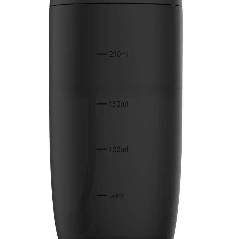 Douche anale automatique noire, compacte, silicone médical, graduations visibles, recharge rapide, anti-reflux.