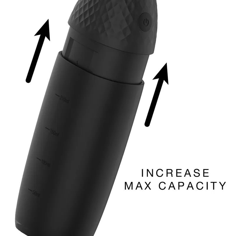 Douche anale automatique noire, silicone médical, design compact, technologie anti-reflux, recharge rapide, cinq vitesses.