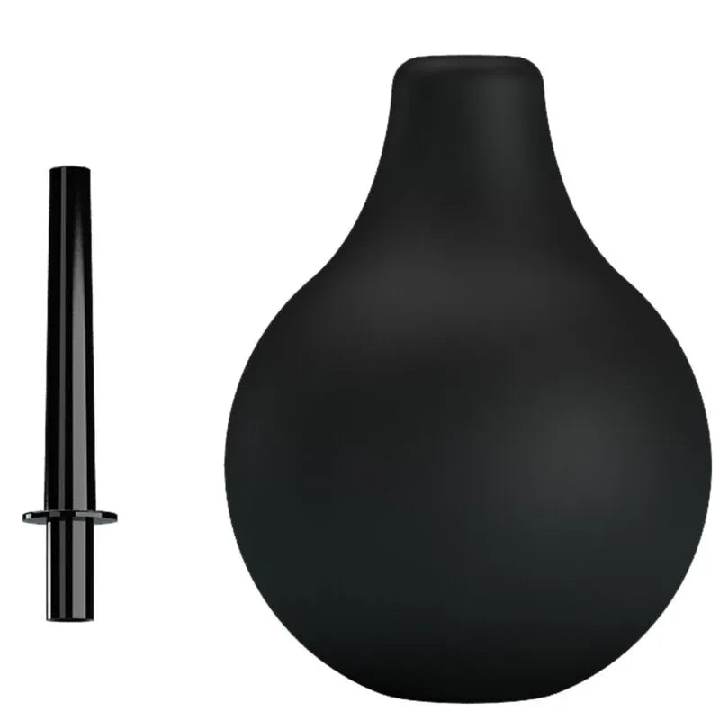 Douche anale noire en caoutchouc imperméable avec buse ergonomique, durable et confortable pour hygiène intime.