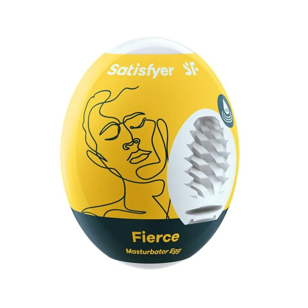 Masturbateur Egg Satisfyer jaune, forme ovoïde, texture interne visible, étanche, stimulation intense et réaliste.
