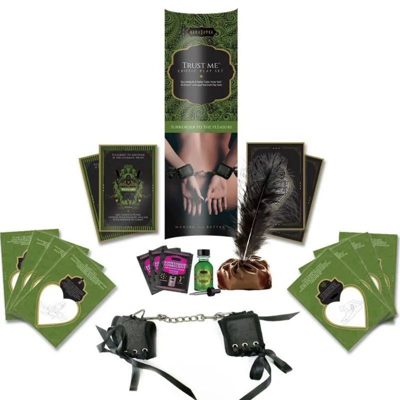 ensemble jeu érotique menottes brocart doux retenue élégante confortable kit sensuel cartes kamasutra poudre chocolat embrassable huile chauffante lubrifiant intime