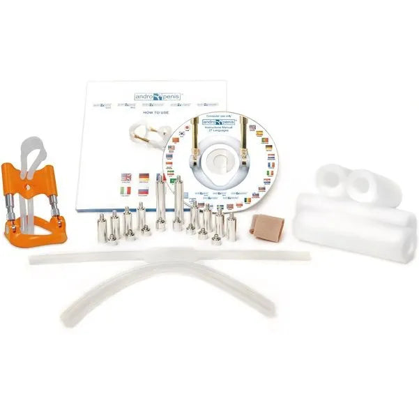 Extenseur pénien Andropenis Mini médicalement approuvé spécifique petits pénis traction ajustable acier inoxydable aluminium chirurgical confort ergonomique recommandé urologie