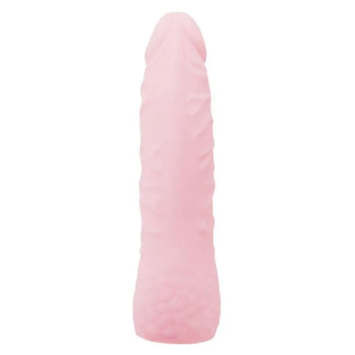 Extension pénienne rose en TPR, 18cm, réaliste, texture nervurée, augmentation longueur 26%, facile à nettoyer.
