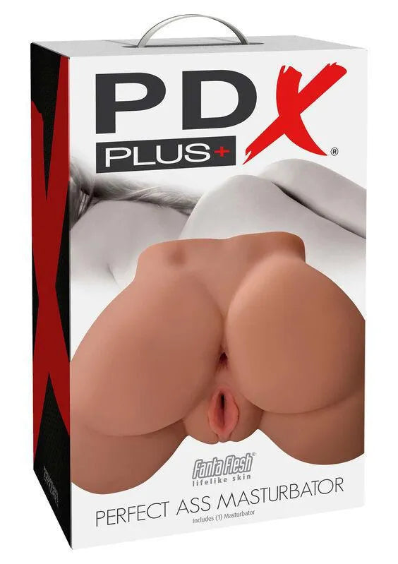 Masturbateur fessier en Fanta Flesh doux, joues rondes, deux trous texturés pour massage intense, couleur naturelle.